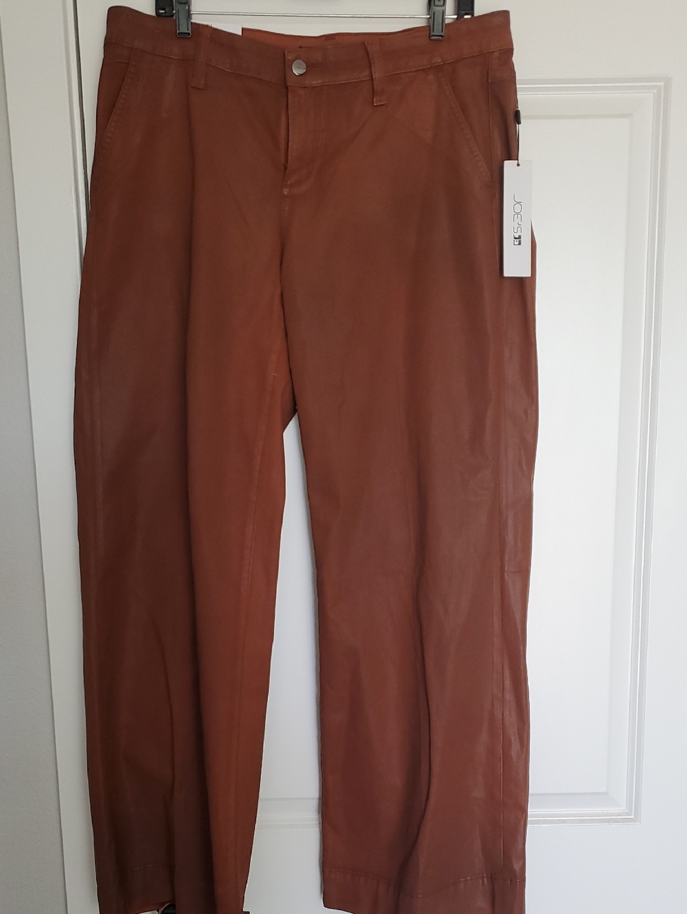 LOU LOU LOW RISE COATED TROUSER - DARK COGNAC  NWT